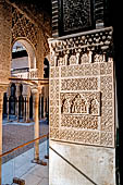 Alhambra  The Court of the Lions (Patio de los Leones). A panel of stucco with Kufic calligraphy and vegetal decoration (ataurique). 